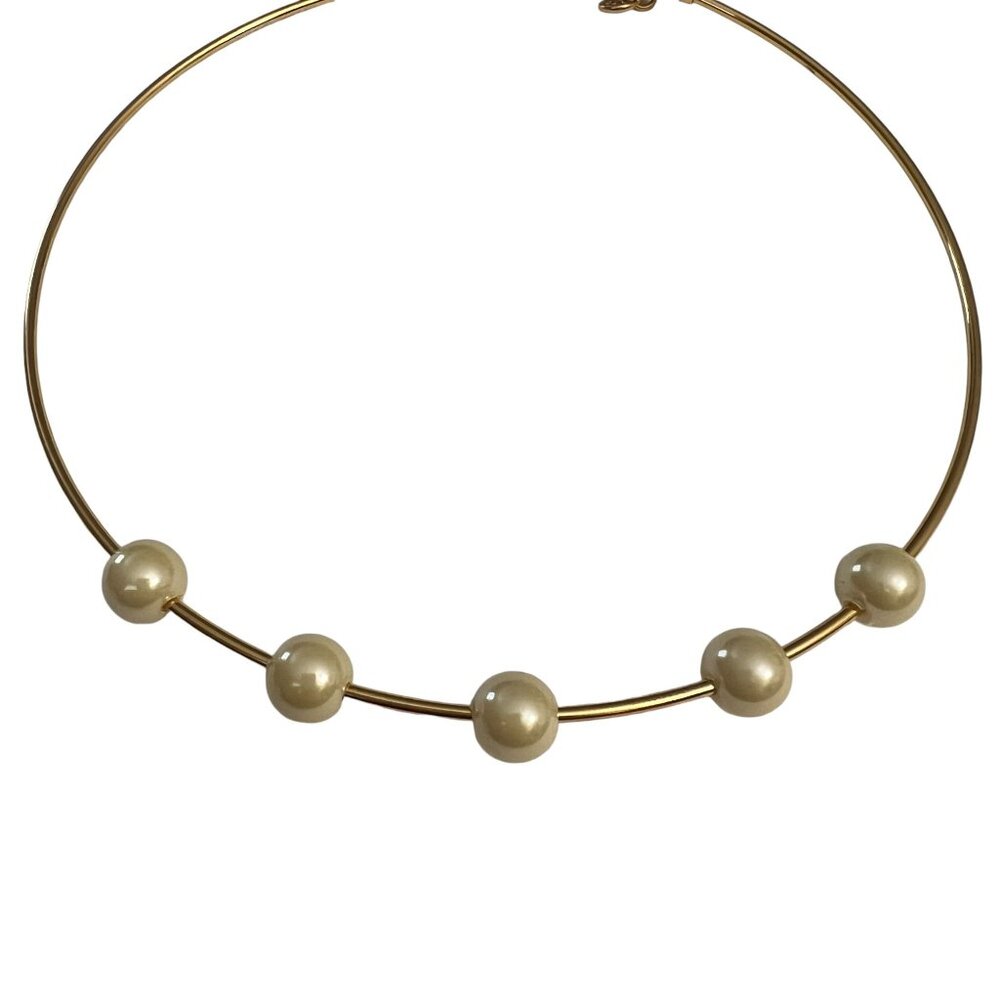 NWT J.Crew Gold-Tone Choker Necklace With Faux Pearls & Adjustable Chain - Picture 3 of 6